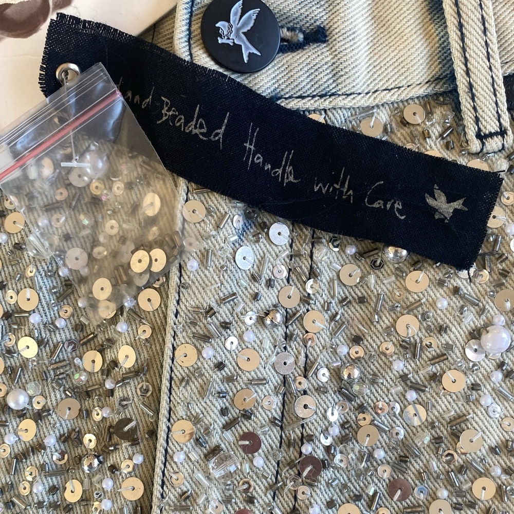 One Teaspoon Blue Jean Shorts with Sparkling Accents - Picture 5 of 15
